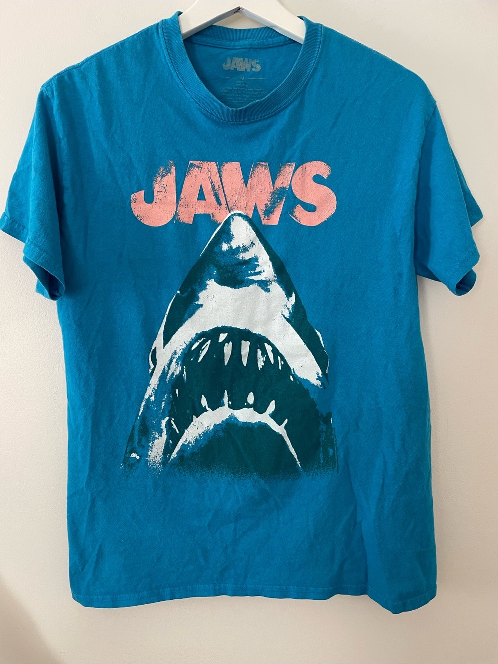 Jaws Graphic Short Sleeve Tee - Teal with Pink Print - Picture 6 of 6
